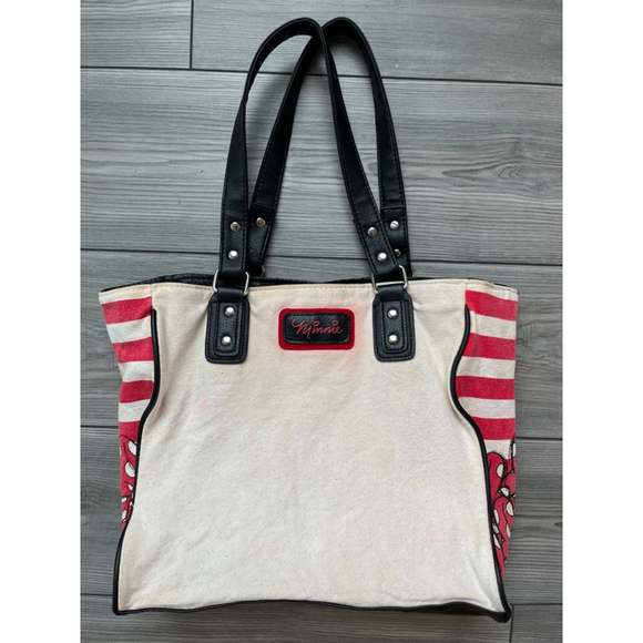 Loungefly Disney Minnie Mouse Tote Bag White Red - Picture 3 of 8